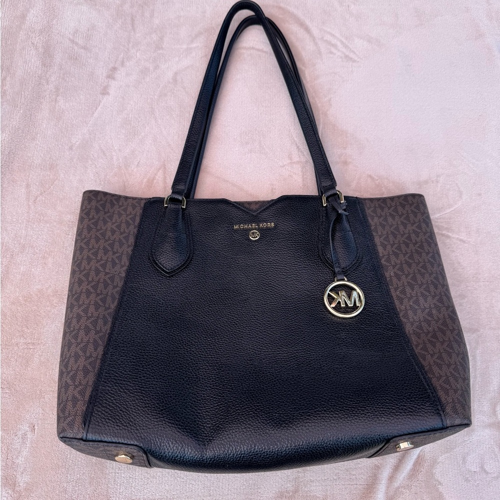 Michael Kors Black and Brown Structured Tote